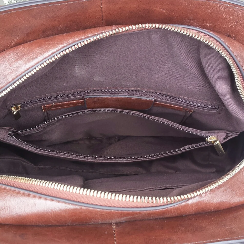 NWT Sorrentino Oval Structured Satchel Handbag With Punched Design - Picture 13 of 16